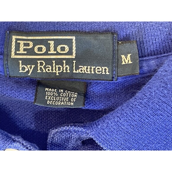 Polo Ralph Lauren Mens Medium Blue Short Sleeve Shirt 3 Triple Horse Logo - Picture 7 of 11